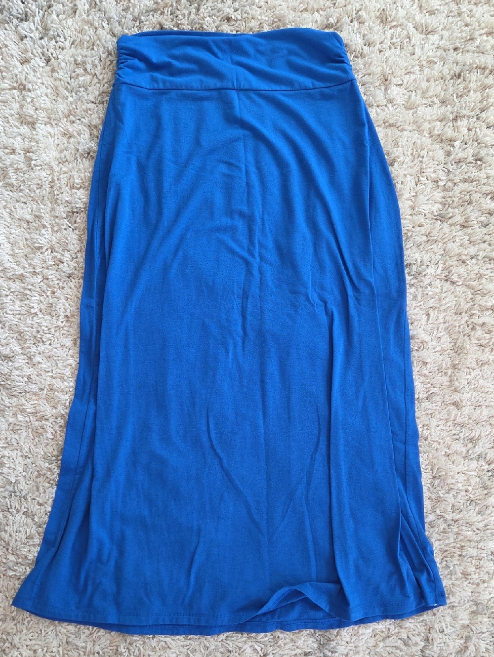 Faded Glory Royal Blue Maxi Skirt with Fold-Over Waistband